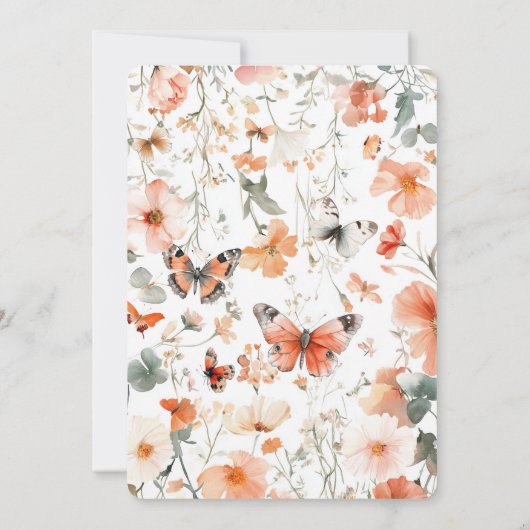 Butterfly Meadow Watercolor Brautparty CUSTOM Einladung (Rückseite)