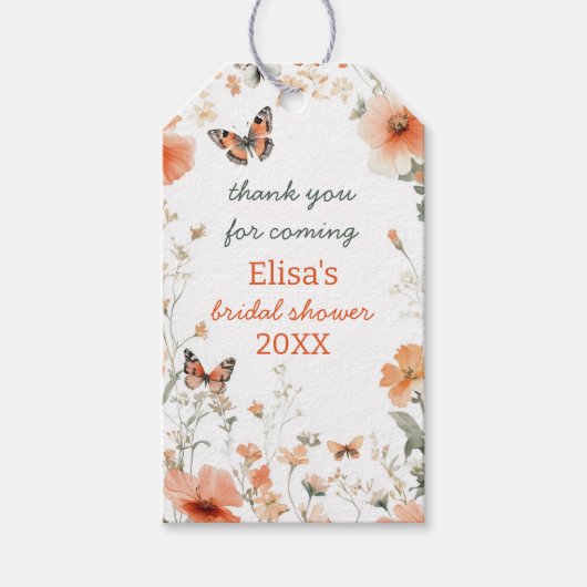 Butterfly Meadow Watercolor Brautparty CUSTOM Geschenkanhänger (Vorderseite)