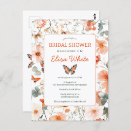 Butterfly Meadow Watercolor Brautparty Party Postkarte