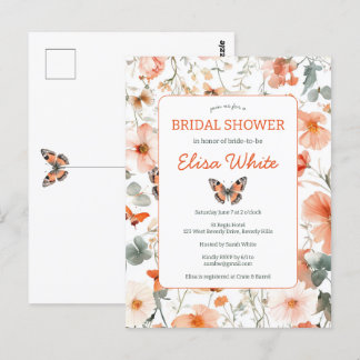 Butterfly Meadow Watercolor Brautparty Party Postkarte
