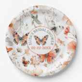 Butterfly Meadow Watercolor CUSTOM Brautparty Pappteller (Vorderseite)