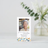 Butterfly Memorial Prayer Card - Elegantes Schwarz Visitenkarte (Stehend Vorderseite)