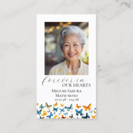 Butterfly Memorial Prayer Card - Elegantes Schwarz Visitenkarte