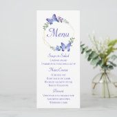 Butterfly Menu Blue Butterflies Blumenzwiebeln Hoc Menükarte (Stehend Vorderseite)