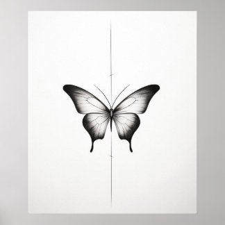 Butterfly minimalistische Linienkunst Poster