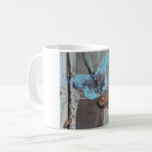 Butterfly Mixed Media Art Kaffeetasse (Vorderseite Links)