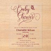 Butterfly Modern Minimal Baby Shower Acryleinladungen (Vorderseite)