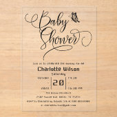 Butterfly Modern Minimal Baby Shower Acryleinladungen (Vorderseite)
