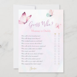 Butterfly Mommy oder Daddy Baby Showspiel Einladung