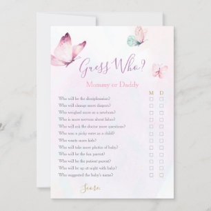 Butterfly Mommy oder Daddy Baby Showspiel Einladung