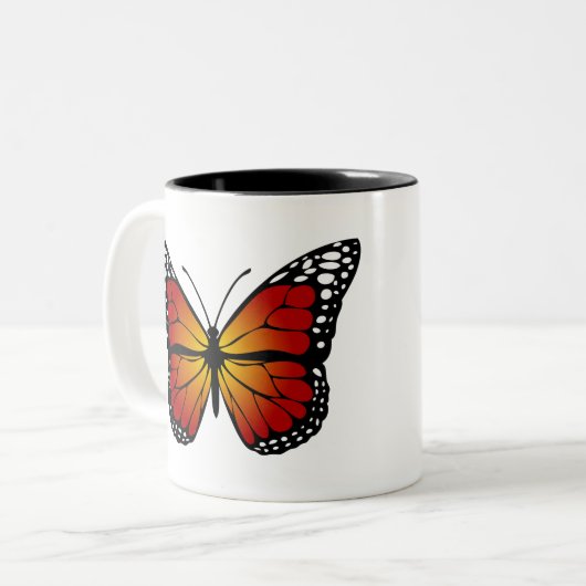 Butterfly Monarch Abstrakt Artistic Line Art Zweifarbige Tasse (Vorderseite Links)