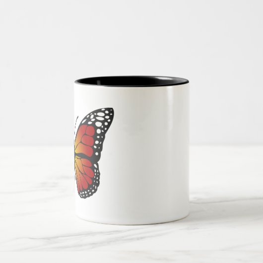 Butterfly Monarch Abstrakt Artistic Line Art Zweifarbige Tasse (Mittel)