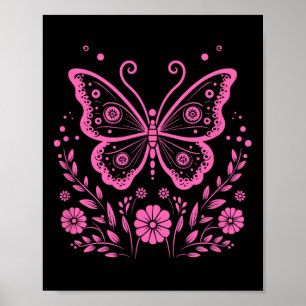Butterfly Monarch Blume Exotische Brustkrebserkran Poster