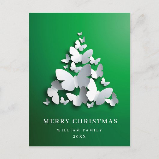 Butterfly Monarch Weihnachtsbaum Grußurlaub Postkarte (Vorderseite)
