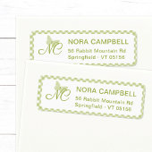 Butterfly Monogram Green Gingham Rücksendeadresse