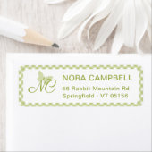 Butterfly Monogram Green Gingham Rücksendeadresse (Insitu)