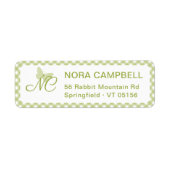 Butterfly Monogram Green Gingham Rücksendeadresse (Vorne)