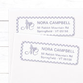 Butterfly Monogram Lavender Gingham Rücksendeadres