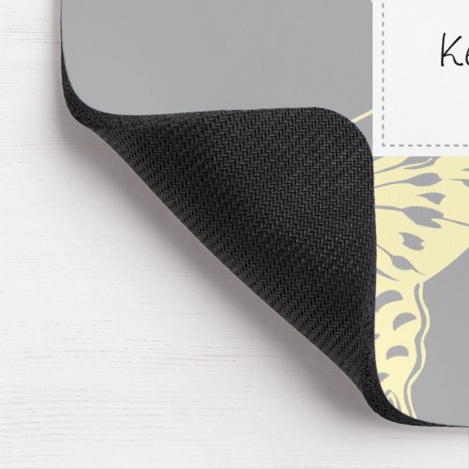 Butterfly Monogram Yellow Gray Mousepad (Ecke)
