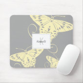 Butterfly Monogram Yellow Gray Mousepad (Mit Mouse)