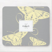 Butterfly Monogram Yellow Gray Mousepad (Vorne)
