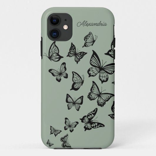 Butterfly Monogramm Case-Mate iPhone Hülle (Rückseite)