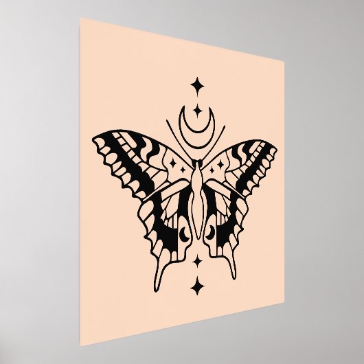 Butterfly Moon Minimal Line Art Design Foliendrucke (Ablage )