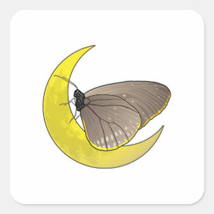 Butterfly Moon Quadratischer Aufkleber