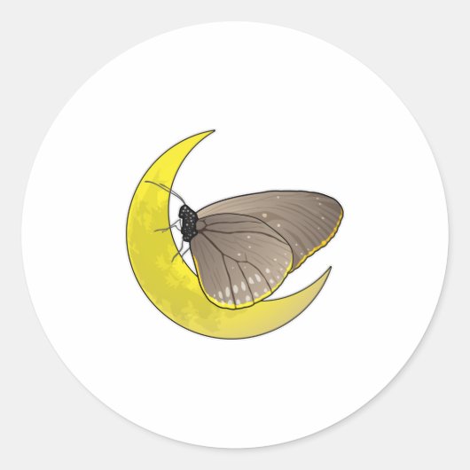 Butterfly Moon Runder Aufkleber (Vorderseite)