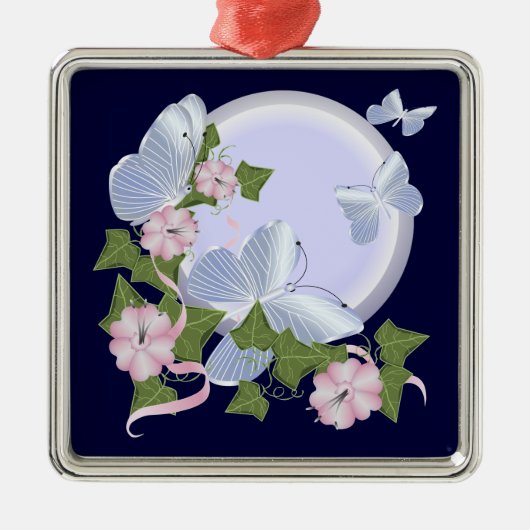 Butterfly Moon Silbernes Ornament (Vorne)