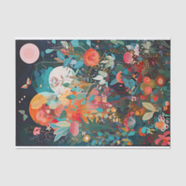 Butterfly Moon Whimsical Blume Malerei Decoupage Seidenpapier