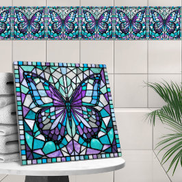 Butterfly Mosaic - Aquamarine Amethyst Fliese