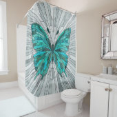 Butterfly Mosaic - Emerald Green und Grau Duschvorhang (Beispiel)