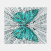 Butterfly Mosaic - Emerald Green und Grau Fleecedecke (Vorderseite (Horizontal))