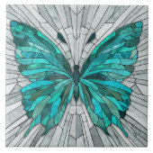 Butterfly Mosaic - Emerald Green und Grau Fliese (Vorderseite)