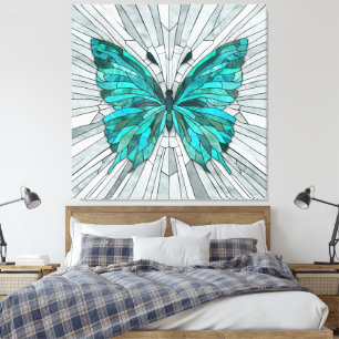 Butterfly Mosaic - Emerald Green und Grau Leinwanddruck
