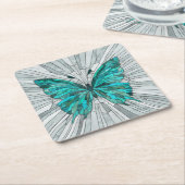 Butterfly Mosaic - Emerald Green und Grau Rechteckiger Pappuntersetzer (angewinkelt)