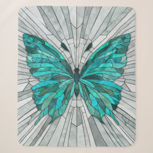 Butterfly Mosaic - Emerald Green und Grau Sherpadecke