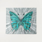 Butterfly Mosaic - Emerald Green und Grau Wandteppich (Vorderseite (Horizontal))