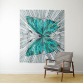 Butterfly Mosaic - Emerald Green und Grau Wandteppich (Beispiel)