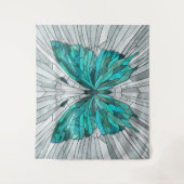 Butterfly Mosaic - Emerald Green und Grau Wandteppich (Vorderseite)