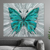 Butterfly Mosaic - Emerald Green und Grau Wandteppich