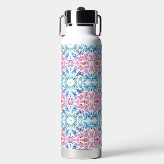 Butterfly Mosaic Water Bottle Trinkflasche (Vorderseite)