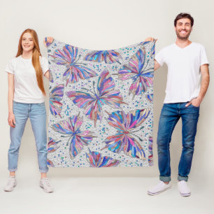 Butterfly-Mosaikmuster - Pastelltöne Fleecedecke