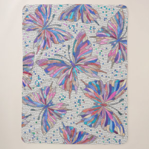Butterfly-Mosaikmuster - Pastelltöne Sherpadecke