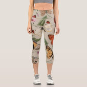 Butterfly Moth Nature Collection Zeichnend Capri Leggings (Vorderseite)
