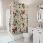 Butterfly Moth Nature Collection Zeichnend Duschvorhang (Beispiel)