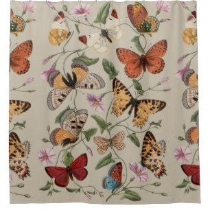 Butterfly Moth Nature Collection Zeichnend Duschvorhang