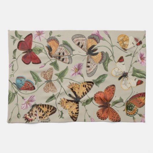 Butterfly Moth Nature Collection Zeichnend Geschirrtuch (Horizontal)