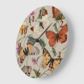 Butterfly Moth Nature Collection Zeichnend Große Wanduhr (Winkel)